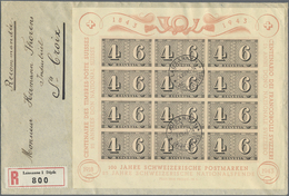 Br Schweiz: 1943 '100 Jahre Schweiz. Briefmarken'-Luxusblatt Auf R-Brief Von Lausanne (4.VII.43) Nach St. Croix, - Unused Stamps