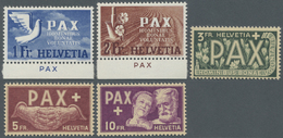 ** Schweiz: 1945, 5 C. Bis 10 Fr. Pax-Satz Komplett, Postfrisch, Pracht - Unused Stamps