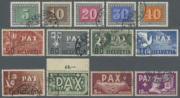 O Schweiz: 1945 Kompletter PAX-Satz Gestempelt, Mit Kleinen Fehlern (u.a. 5 Fr. Mit Teils Etwas Gebräunten Zahns - Unused Stamps
