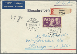 Br Schweiz: 1945 PAX: Alle Werte Des Satzes U.a. Auf Sechs Briefen In Die USA, Dabei 5 Charge-Luftpostbriefe Nach - Unused Stamps