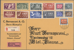 Schweiz: 1945 PAX-FDC: Kompletter Satz Auf Großem Charge-Express-FDC Von Bern Nach Biel, Sauber Gestempelt "BE - Unused Stamps