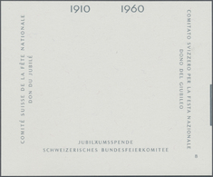 ** Schweiz: 1960, Bundesfeierspende-Block, Im Überformat (9,2:7,6 Cm), Ohne Vorderseitigen Gold-, Rot- Und Blaudr - Unused Stamps