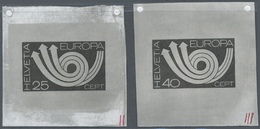 (*) Schweiz: 1973 EUROPA, 25 Und 40 Rp Zwei Künstlerentwürfe In Schwarz Im Stahlstichdruck. Beide Entwürfe Stammen - Unused Stamps