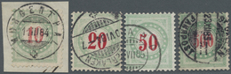 O Schweiz - Portomarken: 1883 Vier Sauber Gestempelte Werte Der 'Blaugrünen', Dabei 10 Rp. (auf Briefstück), 50 - Postage Due