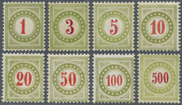 ** Schweiz - Portomarken: 1883 - 1907, 1 C Bis 500 C, Postfrischer Satz, Unterschiedliche Farben Und Rahmenzeichn - Postage Due