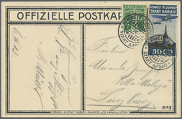 Br Schweiz - Halbamtliche Flugmarken: 1913, 50 C. Flugpost Aarau - Olten Und 5 C. Freimarke Je Mit Flugpost-Sonde - Used Stamps
