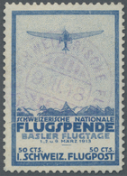 O Schweiz - Halbamtliche Flugmarken: 1913, 50 C. Flugpost Basel-Liestal Sauber Gestempelt. - Used Stamps
