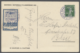 Schweiz - Halbamtliche Flugmarken: 1913 (9.III.) Bern: Flugpostmarke Und 5 Rp. Tell Mit Violettem SSt. Auf Off - Used Stamps