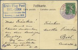 Br Schweiz - Halbamtliche Flugmarken: 1913, Flugtag Biel 8.6., Offizielle Karte Nr. 3 Mit Blauem Cachet "Erste Fl - Used Stamps