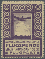 ** Schweiz - Halbamtliche Flugmarken: 1913, 50 C. Flugpost Langnau-Bern, Postfrisch (Gummi Teils Getönt/krakelig) - Used Stamps