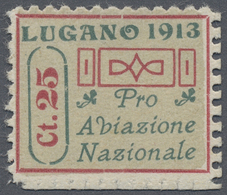 ** Schweiz - Halbamtliche Flugmarken: 1913, 25 C. Luftpost Lugano - Mendrisio, Postfrisch, Kabinett, Signiert Her - Used Stamps