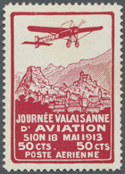 ** Schweiz - Halbamtliche Flugmarken: 1913, 50 C. Flugpost Sitten-Siders, Gestrichenes Papier, Postfrisch, Rechts - Oblitérés