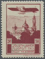 ** Schweiz - Halbamtliche Flugmarken: 1913, 50 C. Flugpost Solothurn-Weissenstein, Postfrisch, Unsigniert. Auflag - Used Stamps