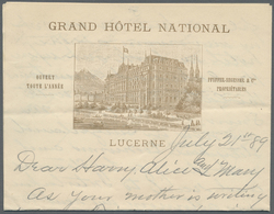 Br Schweiz - Hotelpost: 1889: Drei Briefe (Umschläge + Illustrierte Briefbögen) Verschiedener Hotels In Die USA, - Other & Unclassified