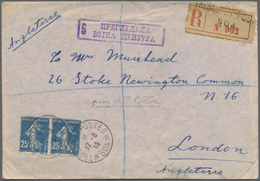 Br Serbien: 1919. Registered Envelope Written From The French Troops 'S.P. 999 Salonique' Addressed To London Bea - Serbie