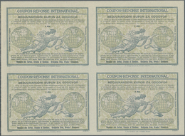 GA Serbien - Ganzsachen: Design "Madrid" 1920 International Reply Coupon As Block Of Four 4 Din Royaume Des Serbe - Serbie