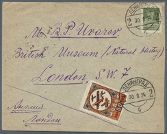 Br Sowjetunion: 1924, Air Mail Vignette With 20 K. Both  Tied "LENINGRAD 3 8 24" To Cover To London, Amateurs Ite - Covers & Documents