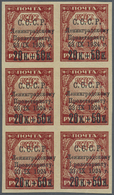 ** Sowjetunion: 1924. Leningrad Flood Issue 20k+50k On 1000r In A Block Of Six. Two Stamps With VARIETIES. Mint, - Lettres & Documents