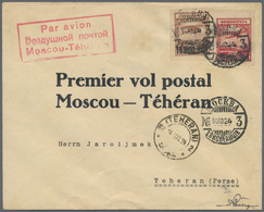 Br Sowjetunion: 1924, Airmail 20 K. On 10 R. Red And 15 K. On 1 R. Brown, Tied By Cds. "MOSKAU 30.10.24" To First - Lettres & Documents