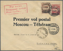 Br Sowjetunion: 1924, Airmail 20 K. On 10 R. Red And 15 K. On 1 R. Brown, Tied By Cds. "MOSKAU 30.10.24" To First - Storia Postale