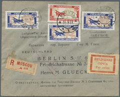 Br Sowjetunion: 1927, Airmails, 10kop. (3) And 15kop., On Registered Airmail Cover From Moscow 14.9.27 To Berlin - Storia Postale