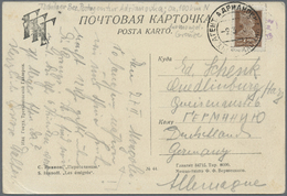Sowjetunion: 1929, 7 K. Tied "AGENT. ADRIANOVKA -2 3 29" To Ppc "S. Ivanov - The Emigrees" To Quedlinburg/Germ - Covers & Documents