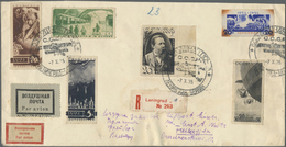 Sowjetunion: 1935, Colourfull Franked Registered Airmail-letter Bearing Mi.Nr.486,492,494,497,512,526 All Tied - Lettres & Documents