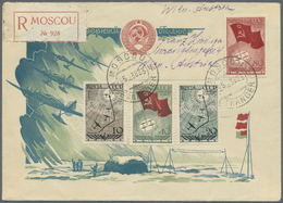 Br Sowjetunion: 1938, Airmail "North Pole 1" 10-80 K. On Registered First Day Cover From "MOSKAU 25.2.38" To Vien - Covers & Documents