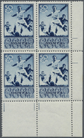 ** Sowjetunion: 1938, Sport In The USSR, 50kop. Blue "Football", MARGINAL BLOCK OF FOUR From The Lower Right Corn - Covers & Documents