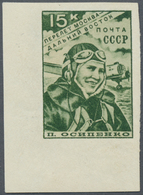 Sowjetunion: 1939, Nonstop-flight Moscow To Far East 'Polina Ossipenko' 15kop. Green IMPERFORATE Single From L - Covers & Documents