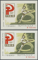 ** Sowjetunion: 1964, 1 P Olympic Games Tokyo, One Block Issue With Plate Flaw (star - Block No. 032166) And One - Covers & Documents