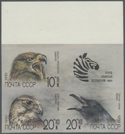 /** Sowjetunion: 1990 Animals As IMPERFORATED Top Marginal Se-tenant Block Of Four, Mint Never Hinged, Fresh, Fine - Covers & Documents