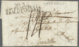 Br Spanien - Vorphilatelie: 1809. Pre-stamp Envelope Written From Saragosse Addressed To France Cancelled By 'No3 - ...-1850 Prephilately