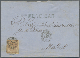 Br Spanien: 1868 (15 Ago) Mengibar A Madrid. 50 Mils Mat. "AMB ASC 2a ESP./MADRID", Repite En El Frente Y Marca L - Used Stamps