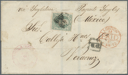 Br Spanien: 1872, 400 M. Green, Single Franking On Mourning Cover From BARCELONA 26.2.72 To Veracruz, Endorsed "v - Oblitérés