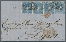 Br Spanien: 1874. Envelope To Lyon Written From Barcelona Dated '10th August 74' Bearing Spain Yvert 155, 10c Blu - Used Stamps