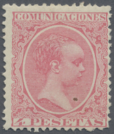 * Spanien: 1889, Freimarke: König Alfons XIII. Als Kind 4 Pta Karminrosa Mit Kleiner Falzspur (Edifil #227 Für * - Usati