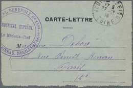 Br Spanien: 1918. Stampless Military Mail Letter-card Written From The Spanish Hospital At Neuilly Addressed To P - Oblitérés
