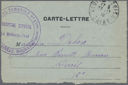 Br Spanien: 1918. Stampless Military Mail Letter-card Written From The Spanish Hospital At Neuilly Addressed To P - Usati