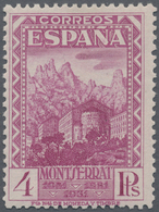 * Spanien: 1931, 'Kloster Montserrat' 4 Pta Lilarosa In Zähnung K 11¼ Und Rs. Blauer Kontrollnummer, Ungebraucht - Oblitérés
