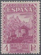 * Spanien: 1931, 'Kloster Montserrat' 4 Pta Lilarosa In Zähnung K 11¼ Und Rs. Blauer Kontrollnummer, Ungebraucht - Usati