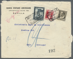 Br Spanien: 1935 (28.8.), Certified Company Cover Of 'Banco Hispano Americano' Franked With Three Different Stamp - Used Stamps