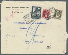 Br Spanien: 1935 (28.8.), Certified Company Cover Of 'Banco Hispano Americano' Franked With Three Different Stamp - Oblitérés