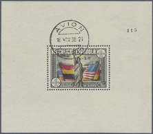 O Spanien: 1938, 150th Anniversary Of American Constitution 1 + 5 Pta Souvenir Sheet With "aero" Imprint. Number - Used Stamps