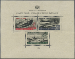 * Spanien: 1938, Unterseebootpost Zwischen Barcelona Und Mahón, Tadelloses Exemplar Für Diesen Schwierigen Block - Oblitérés
