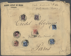 Br Spanische Post In Marokko: 1917, 2 X 10 C Red, 3 X 25 C Blue, 1 Pta Lilac And 2 X 4 Pta Violet, Mixed Franking - Spanish Morocco