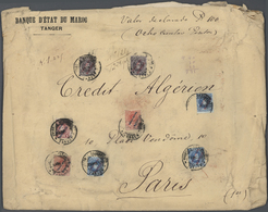 Br Spanische Post In Marokko: 1917, 2 X 10 C Red, 3 X 25 C Blue, 1 Pta Lilac And 2 X 4 Pta Violet, Mixed Franking - Marocco Spagnolo