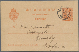 GA Spanien - Ganzsachen: 1901. Postal Stationery Card 10c Red/buff (tears) Written From Las Palmas Addressed To G - 1850-1931