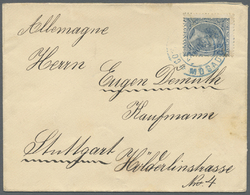 Br Spanien - Stempel: MOGADOR (Morocco): 1897 (23.6.), King Alonso 15c, Deep Blue Single Use On Cover With Blue D - Machines à Affranchir (EMA)