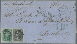Br Spanien - Besonderheiten: 1866 Brief Aus USA Mit 10 C. Grün Und 12 C. Schwarz (Scott 68,69) Von New Orleans Na - Other & Unclassified